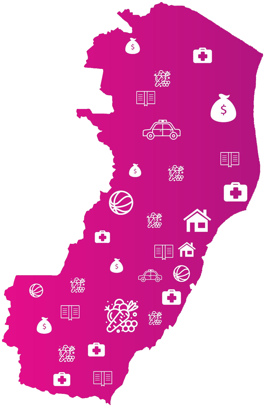 Mapa do Espírito Santo com os investimentos de Ted Conti em todas as regiões